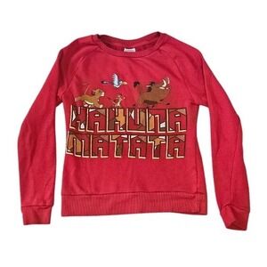 Disney The Lion King Hakuna Matata Red Sweatshirt Women Small Simba Pumbaa Timon